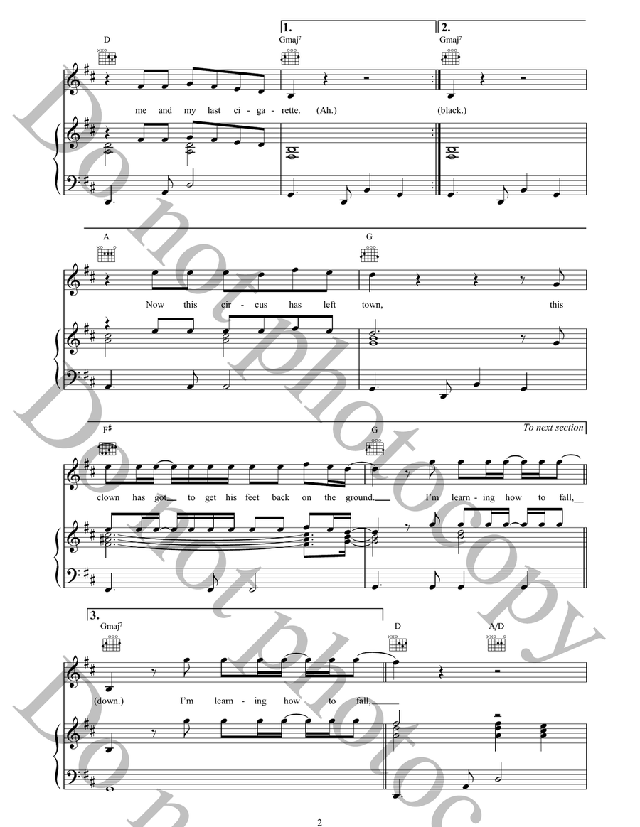 Learning How To Fall Learning How To Fall Piano, Vocal, Guitar scores gallery preview page 2