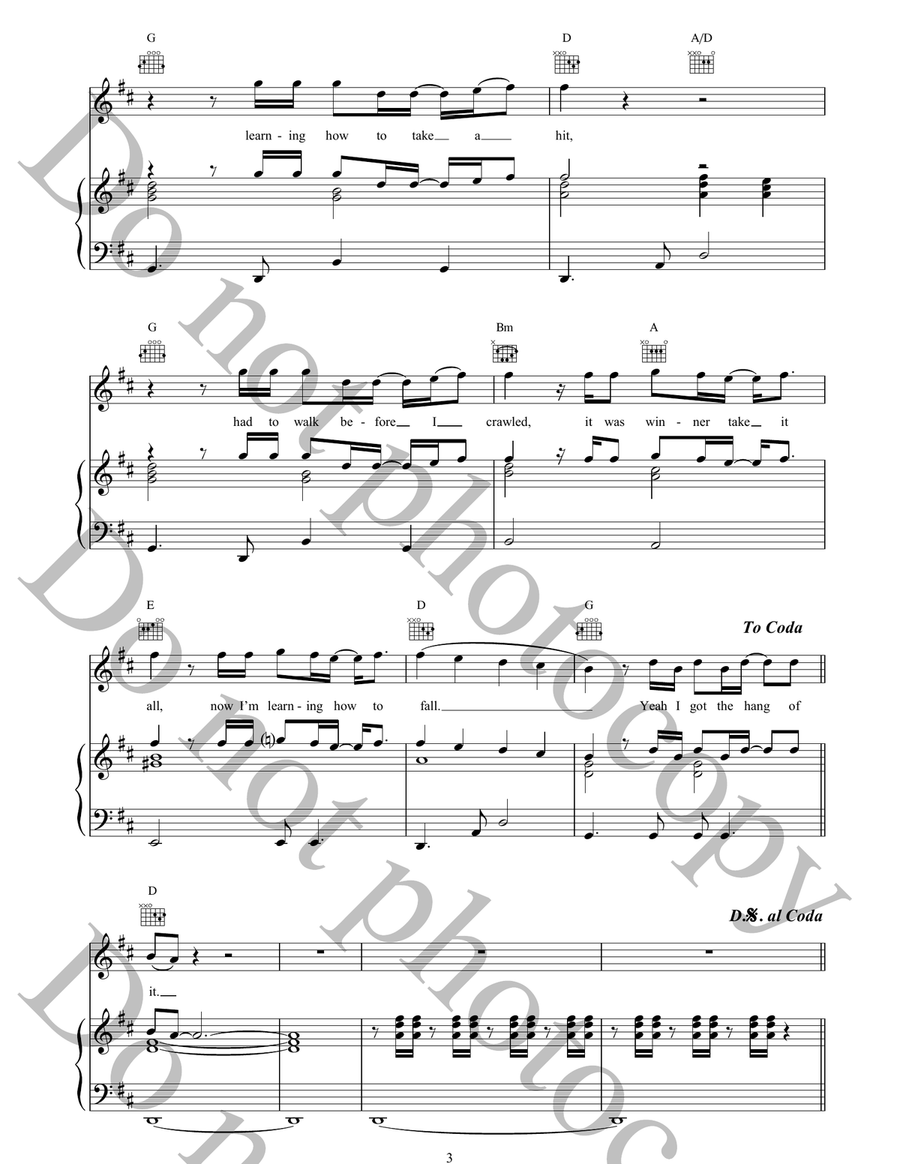 Learning How To Fall Learning How To Fall Piano, Vocal, Guitar scores gallery preview page 3