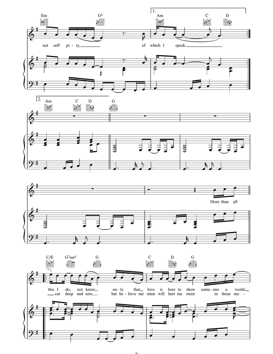 I Should Have Been There To Inspire You Piano, Vocal, Guitar scores gallery preview page 3