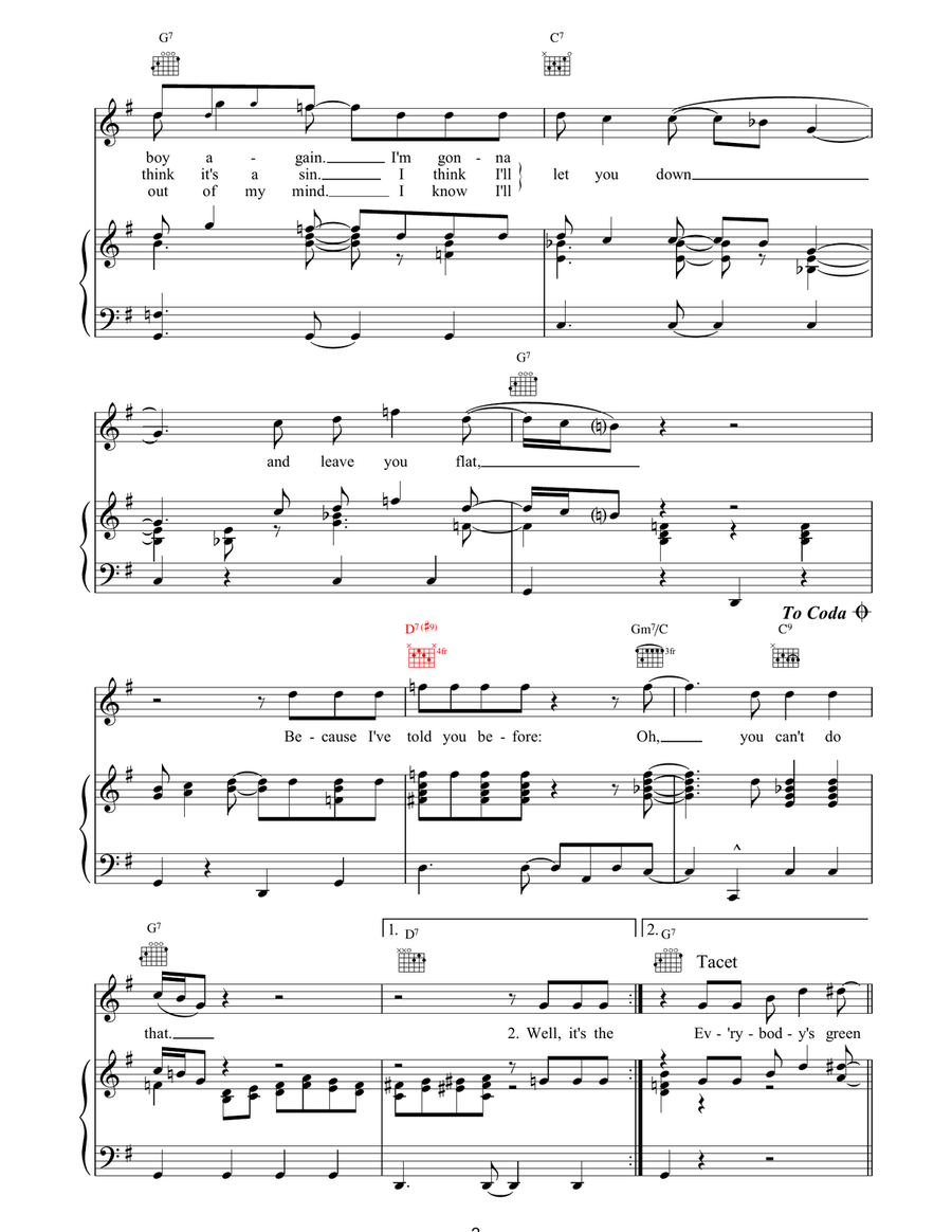 You Can't Do That You Can't Do That Piano, Vocal, Guitar scores gallery preview page 2
