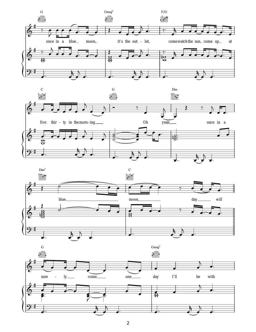 Once In A Blue Moon Once In A Blue Moon Piano, Vocal, Guitar scores gallery preview page 2