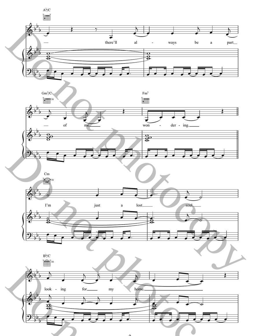 Restless Restless Piano, Vocal, Guitar scores gallery preview page 3