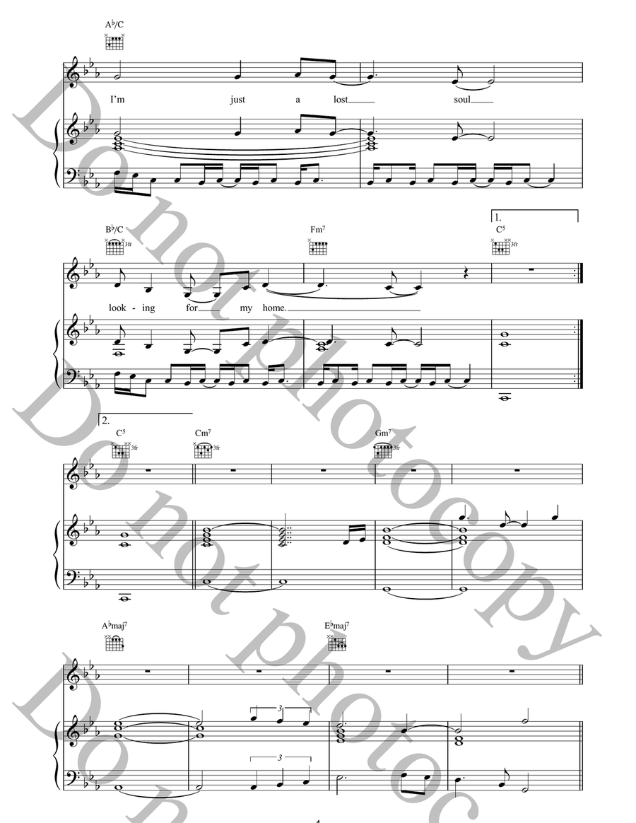Restless Restless Piano, Vocal, Guitar scores gallery preview page 4