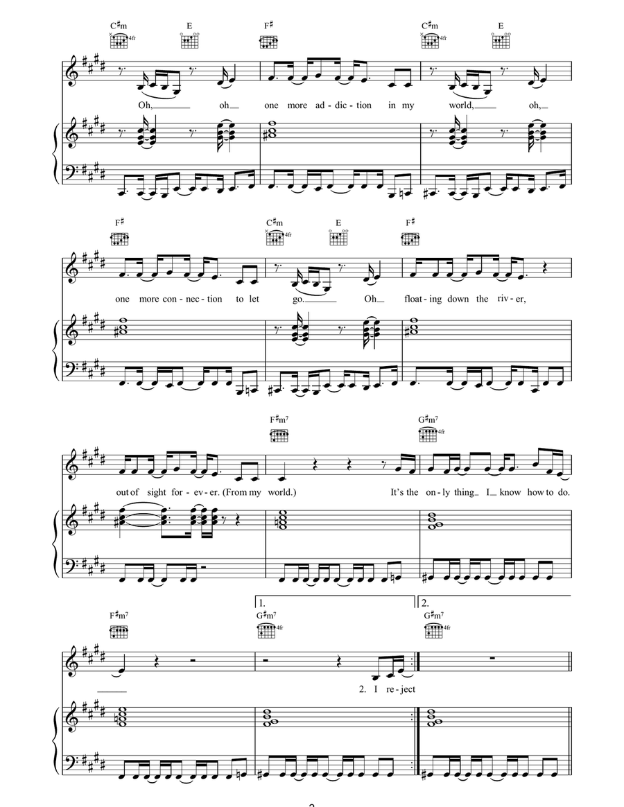 One More Addiction Piano, Vocal, Guitar scores gallery preview page 2