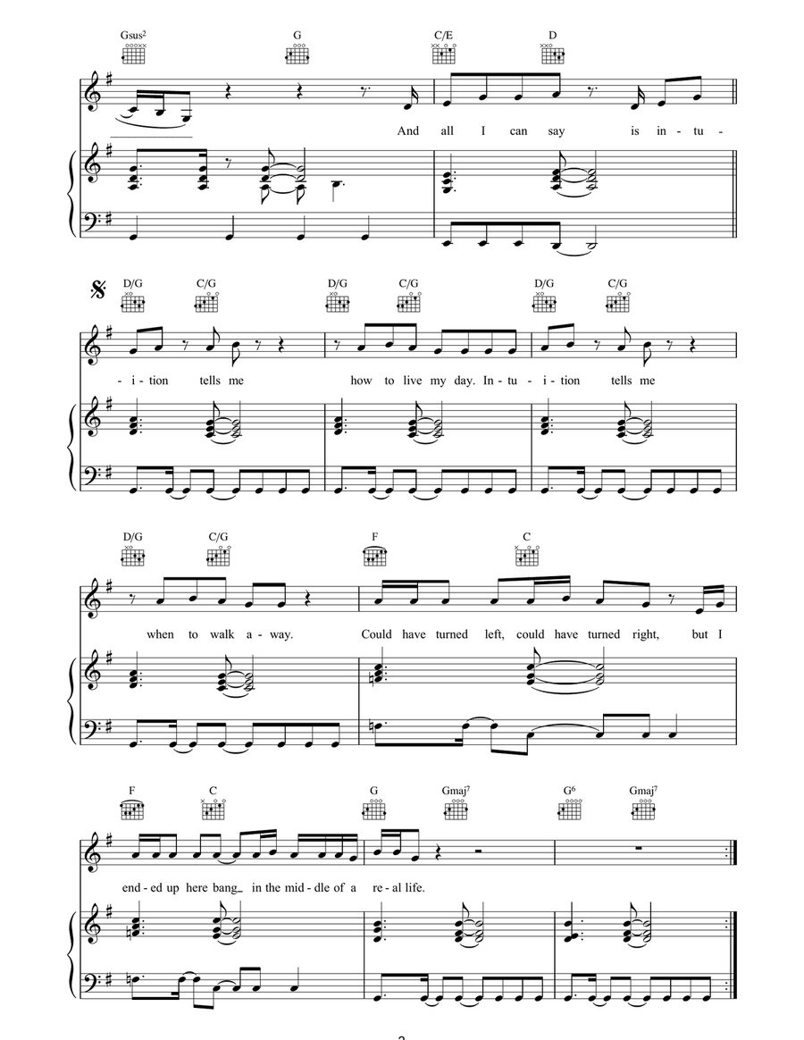 Intuition Piano, Vocal, Guitar scores gallery preview page 3