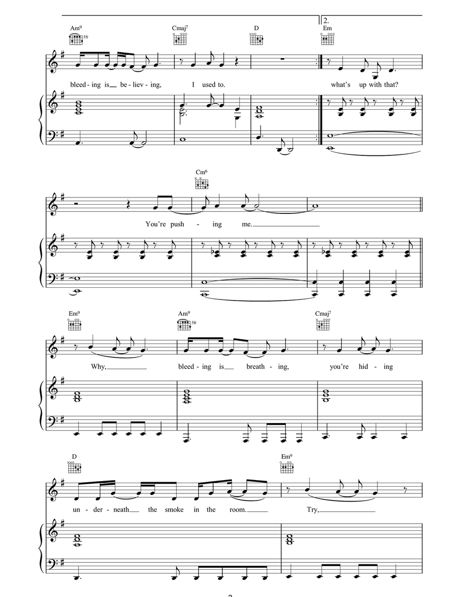 Smoke Piano, Vocal, Guitar scores gallery preview page 3