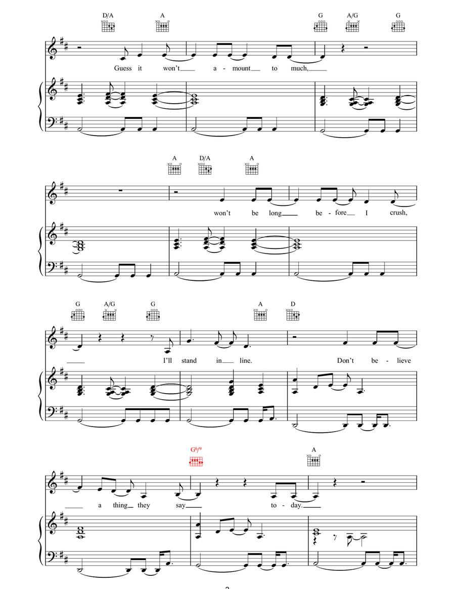 Pigeons And Crumbs Piano, Vocal, Guitar scores gallery preview page 3