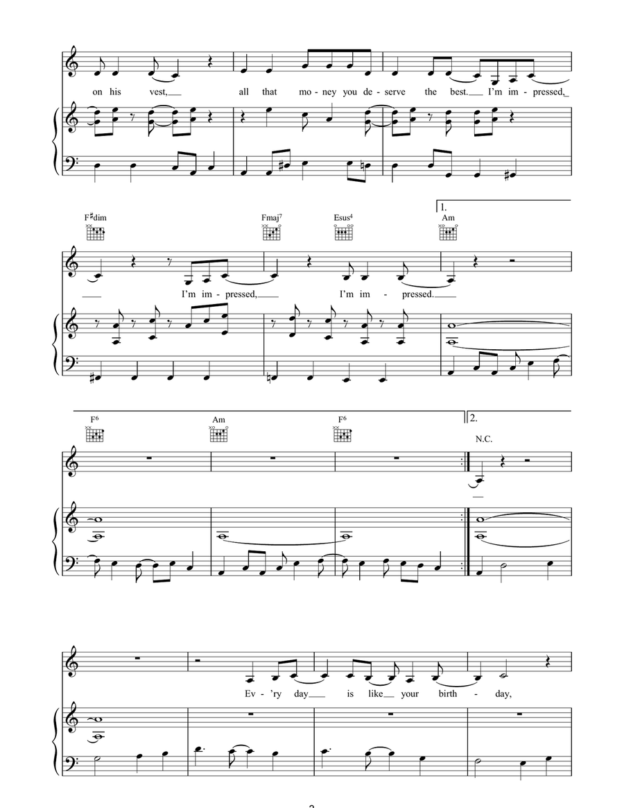 Impressed Piano, Vocal, Guitar scores gallery preview page 3