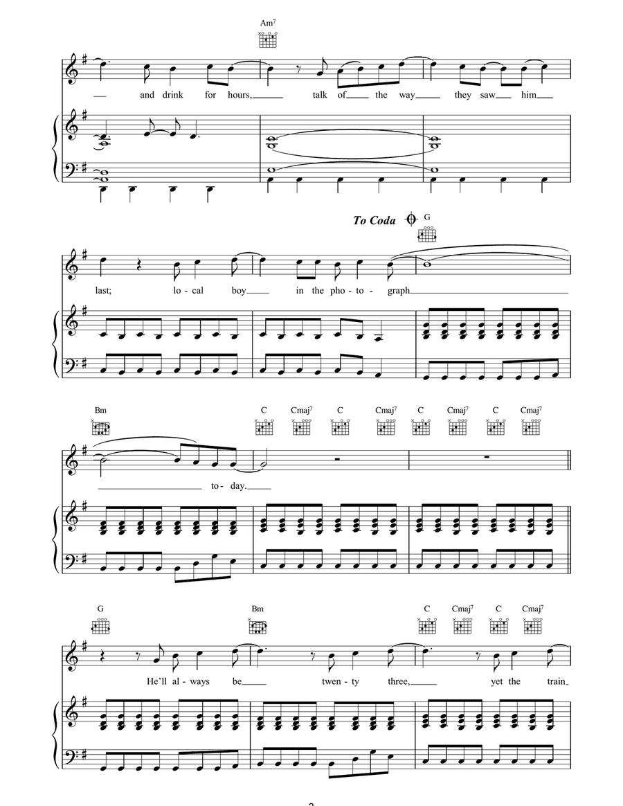 Local Boy In The Photograph Piano, Vocal, Guitar scores gallery preview page 3