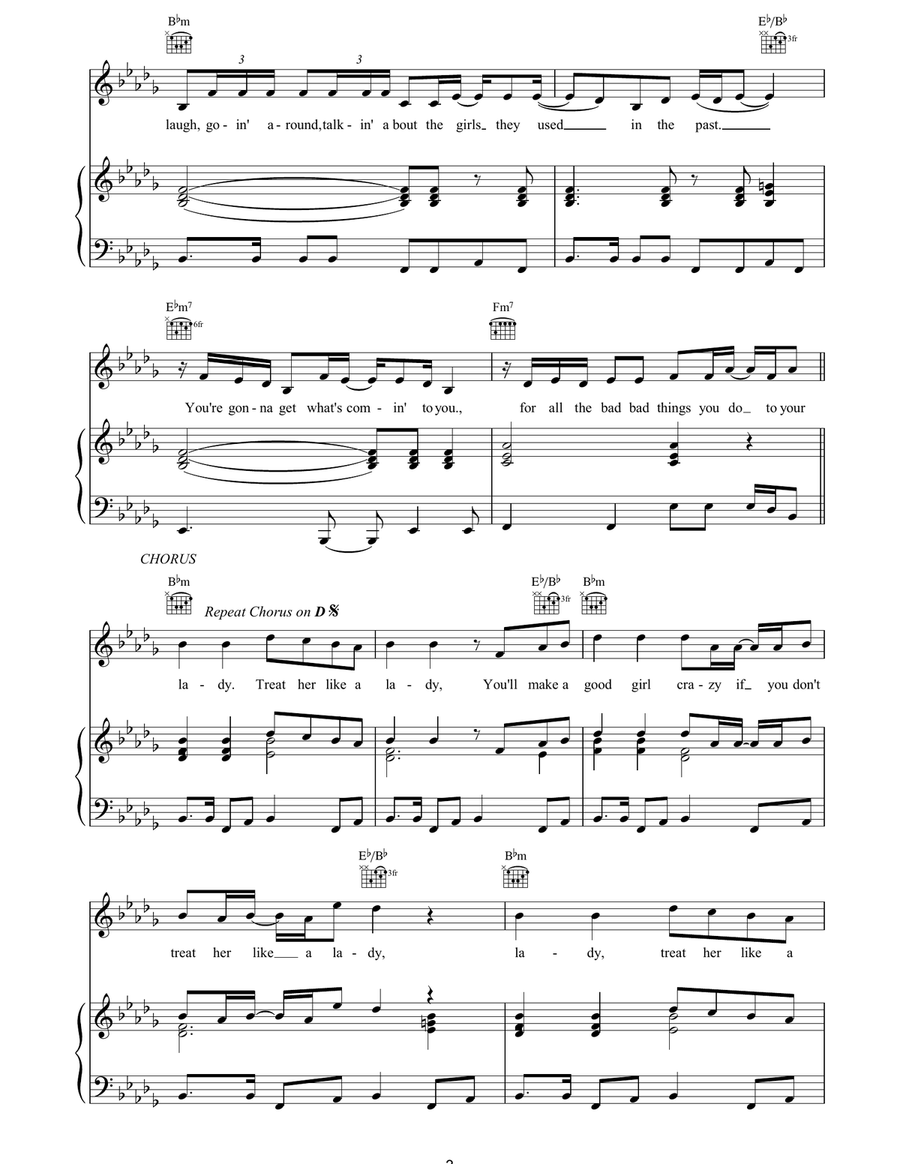 Treat Her Like a Lady Treat Her Like a Lady Piano, Vocal, Guitar scores gallery preview page 3