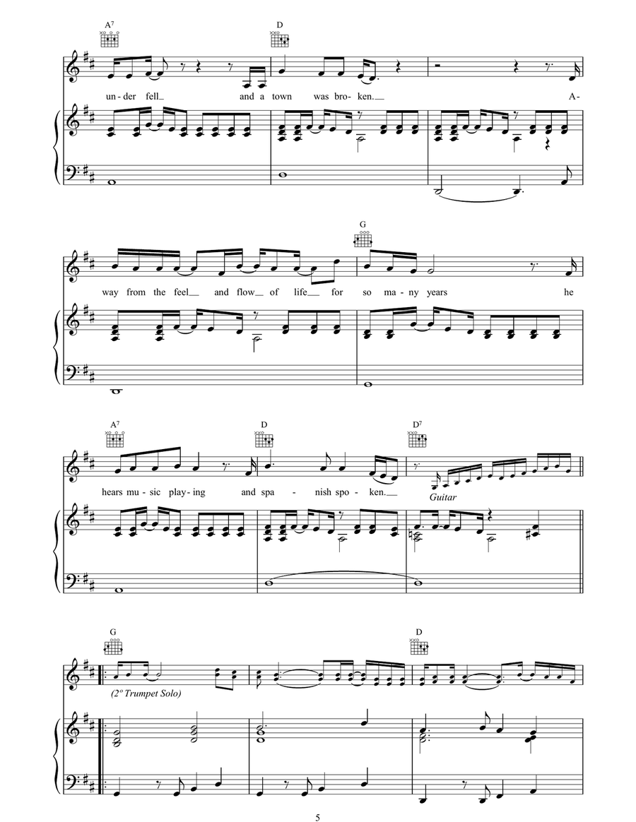 Trailways Bus Piano, Vocal, Guitar scores gallery preview page 5