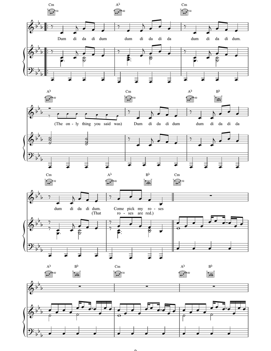 Roses are Red Roses are Red Piano, Vocal, Guitar scores gallery preview page 2