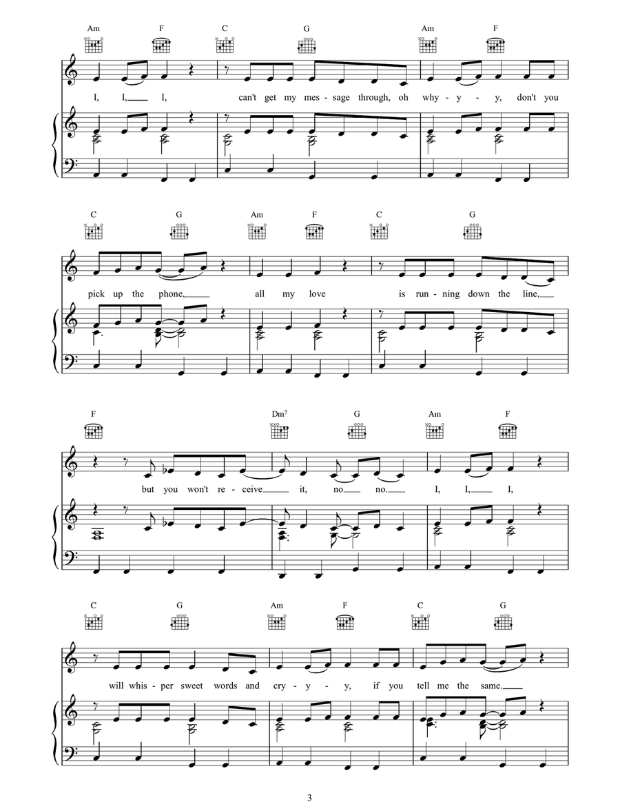 Calling You Calling You Piano, Vocal, Guitar scores gallery preview page 3