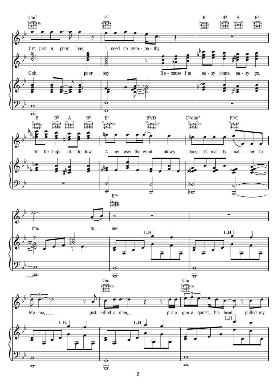 Bohemian Rhapsody Bohemian Rhapsody Piano, Vocal, Guitar scores gallery preview page 2
