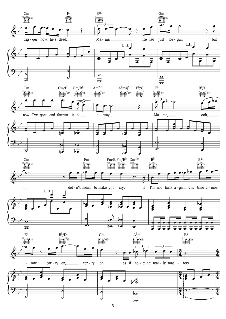 Bohemian Rhapsody Bohemian Rhapsody Piano, Vocal, Guitar scores gallery preview page 3