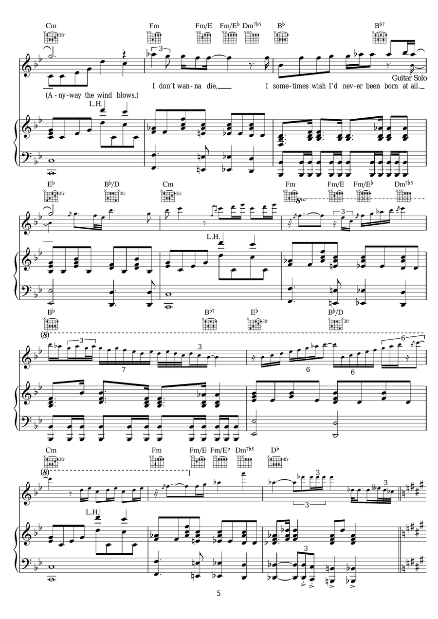 Bohemian Rhapsody Bohemian Rhapsody Piano, Vocal, Guitar scores gallery preview page 5