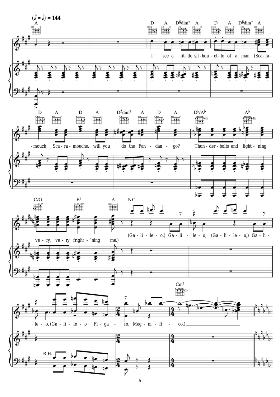 Bohemian Rhapsody Bohemian Rhapsody Piano, Vocal, Guitar scores gallery preview page 6