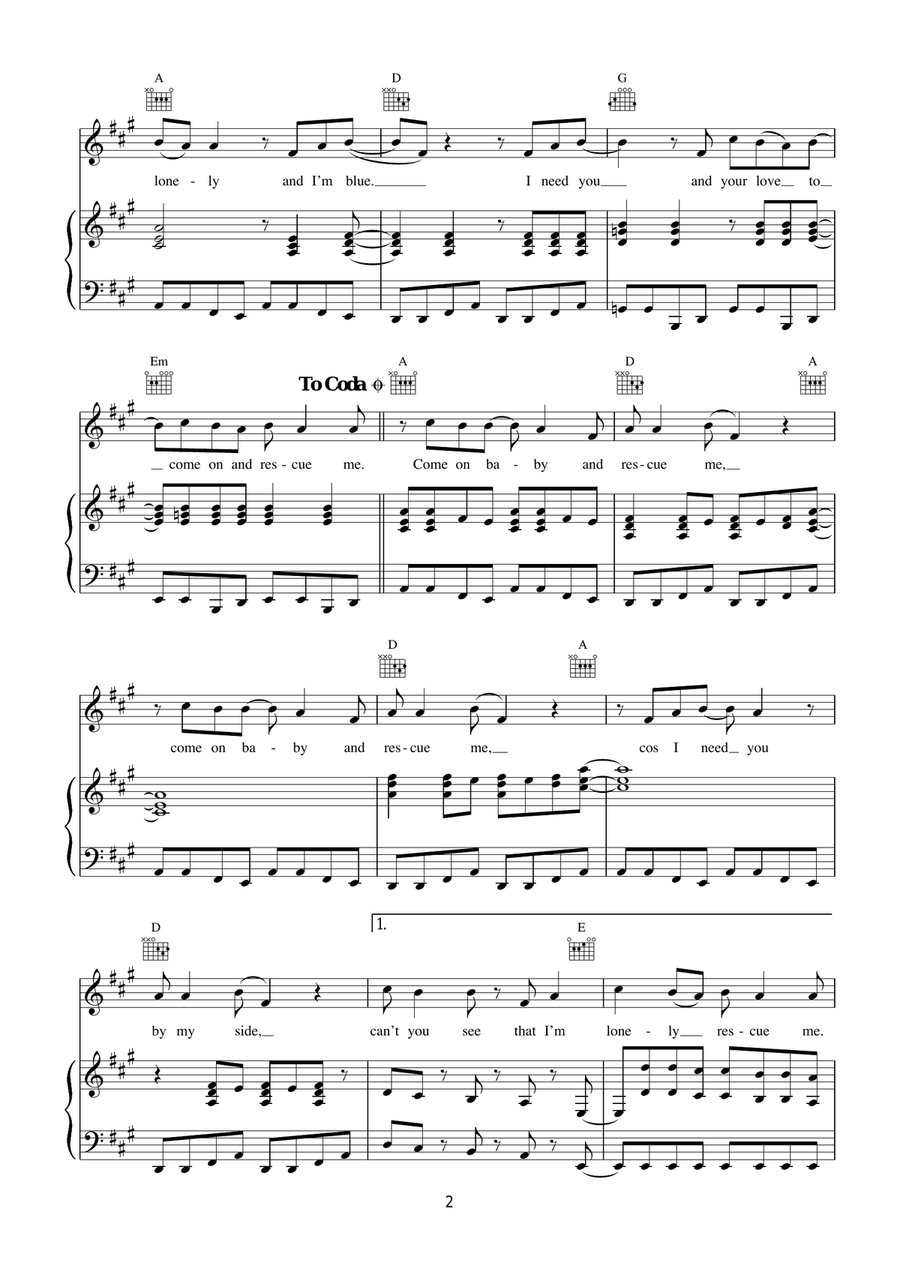 Rescue Me Rescue Me Piano, Vocal, Guitar scores gallery preview page 2