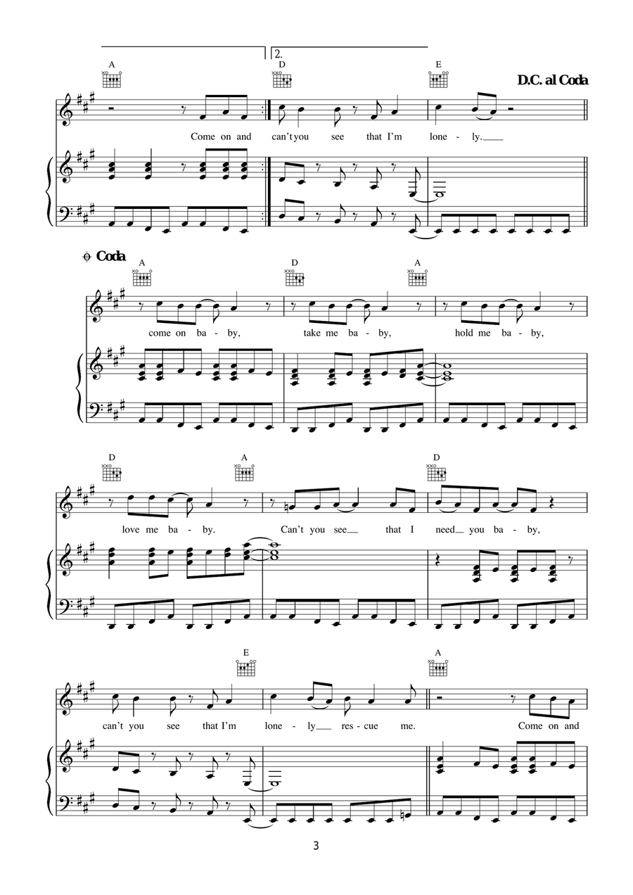 Rescue Me Rescue Me Piano, Vocal, Guitar scores gallery preview page 3