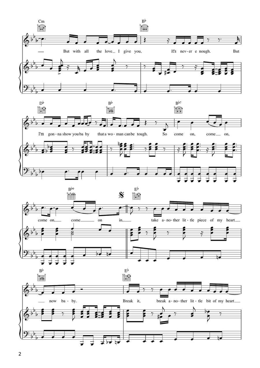 (Take A Little) Piece Of My Heart Piano, Vocal, Guitar scores gallery preview page 2