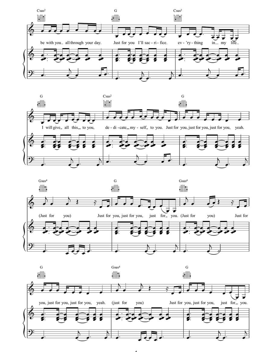 Just For You Just For You Piano, Vocal, Guitar scores gallery preview page 4