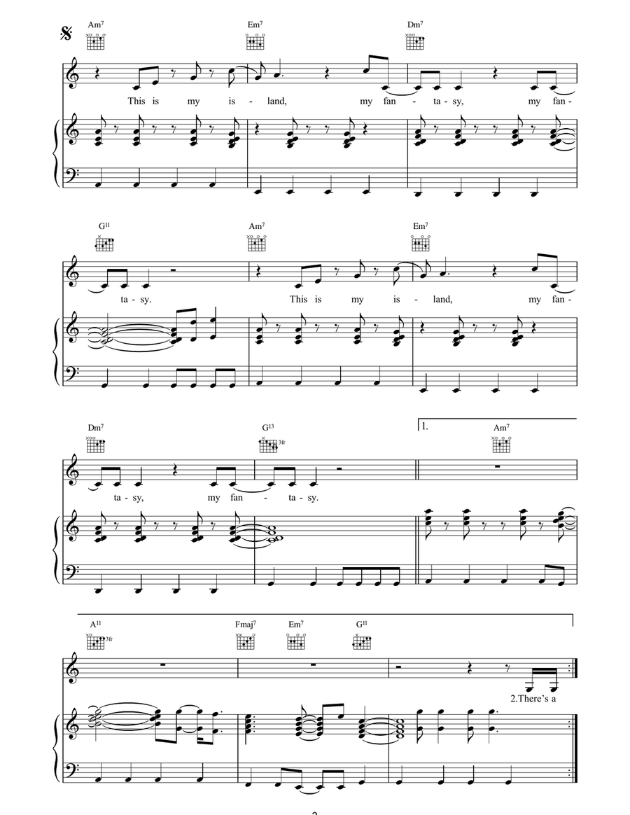 Fantasy Island Fantasy Island Piano, Vocal, Guitar scores gallery preview page 3