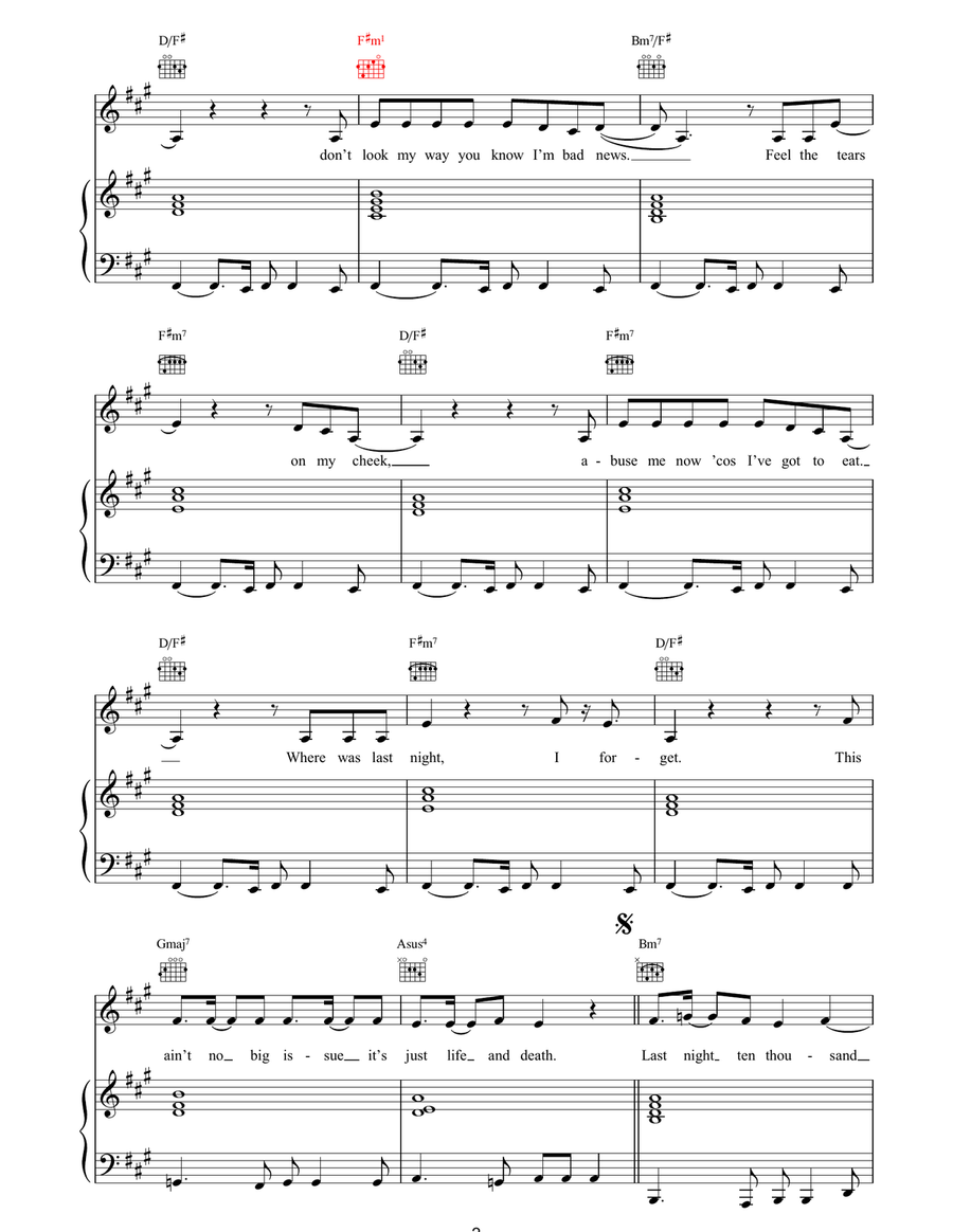 Last Night 10,000 Last Night 10,000 Piano, Vocal, Guitar scores gallery preview page 2