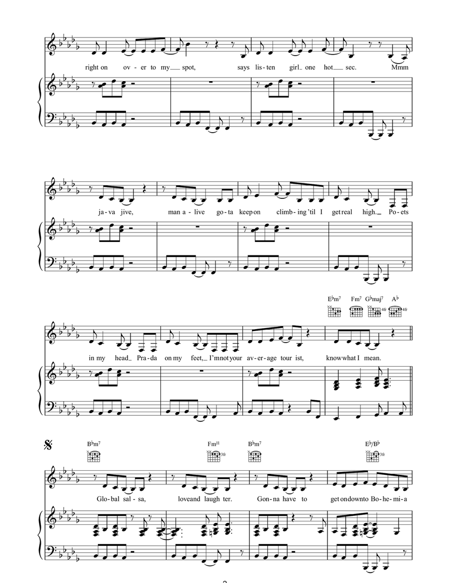 Bohemia Bohemia Piano, Vocal, Guitar scores gallery preview page 2