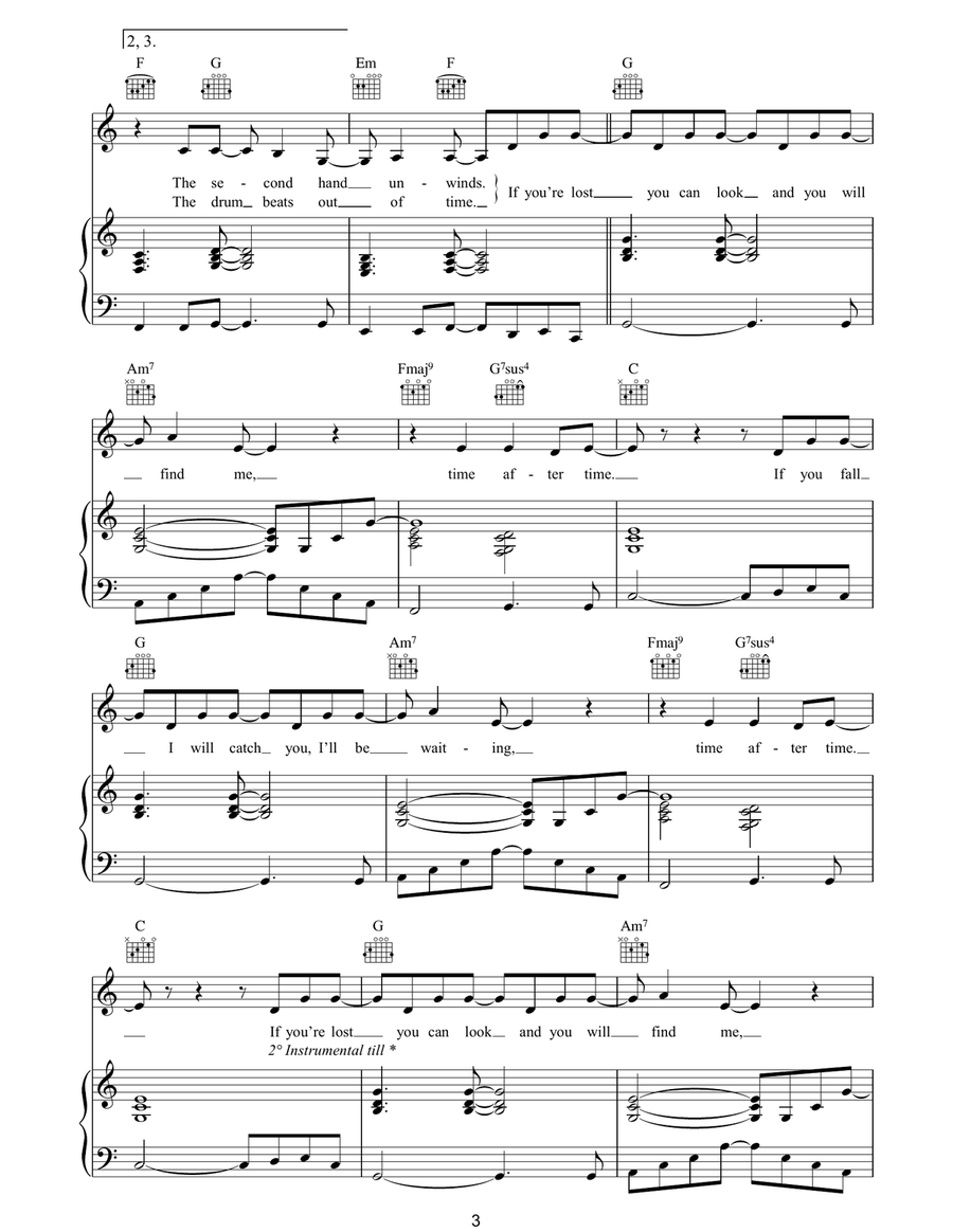 Time After Time Time After Time Piano, Vocal, Guitar scores gallery preview page 3
