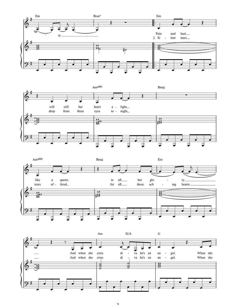 Diva Diva Piano, Vocal, Guitar scores gallery preview page 2