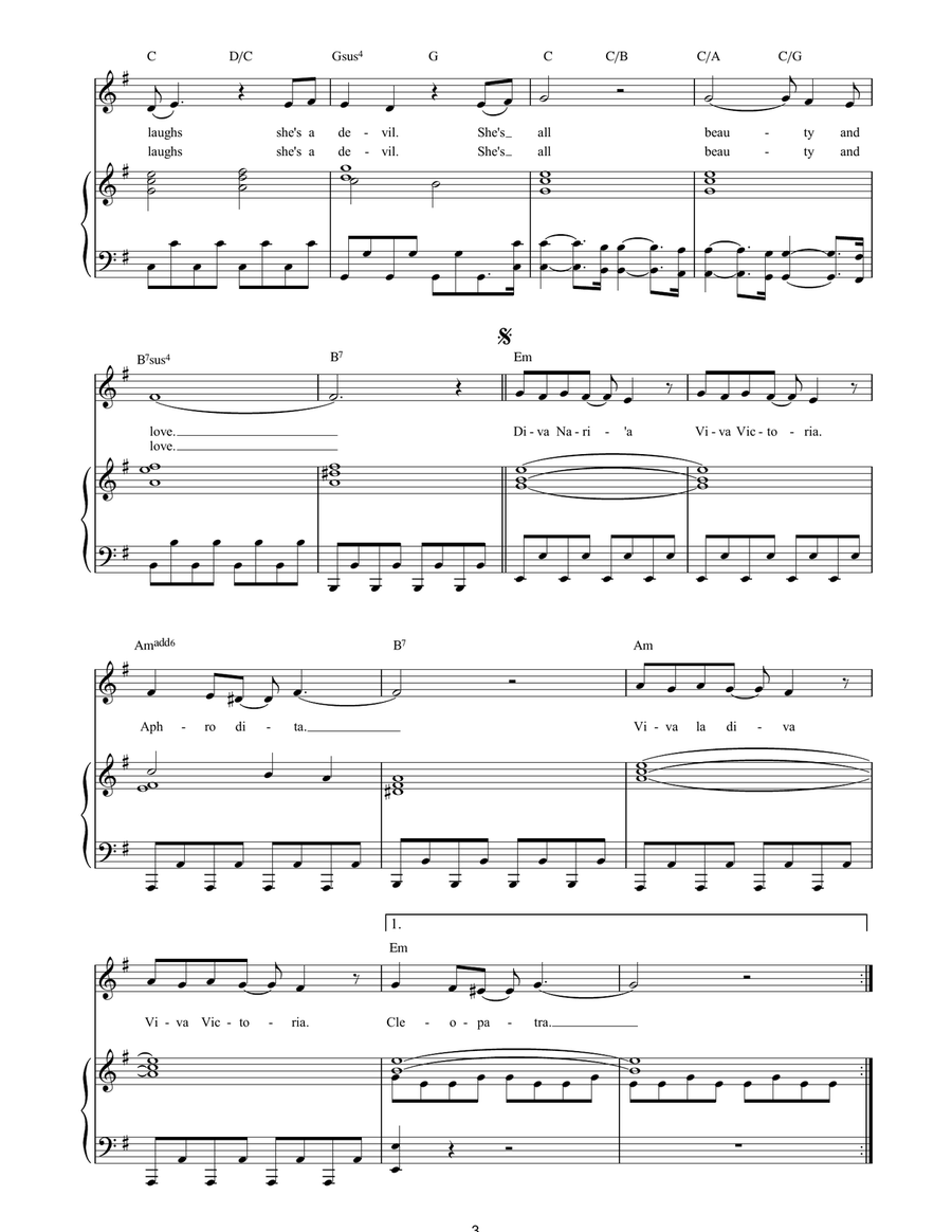 Diva Diva Piano, Vocal, Guitar scores gallery preview page 3