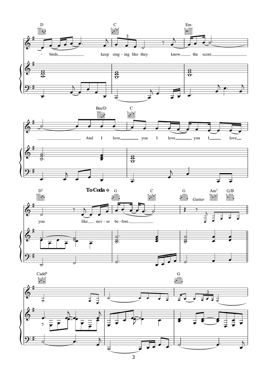 Songbird Songbird Piano, Vocal, Guitar scores gallery preview page 3
