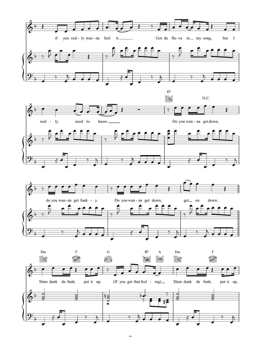 Slam Dunk Da Funk Slam Dunk Da Funk Piano, Vocal, Guitar scores gallery preview page 3