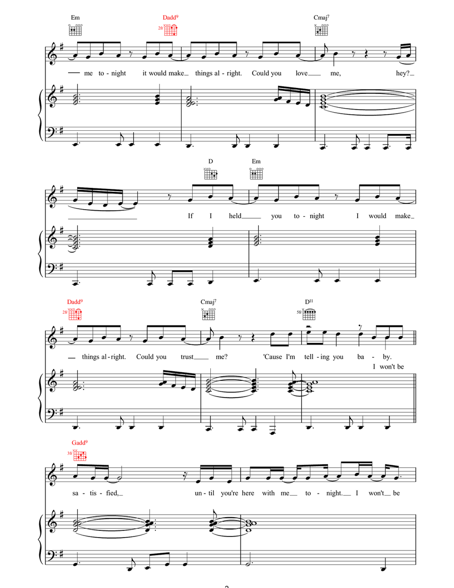 Satisfied Satisfied Piano, Vocal, Guitar scores gallery preview page 3