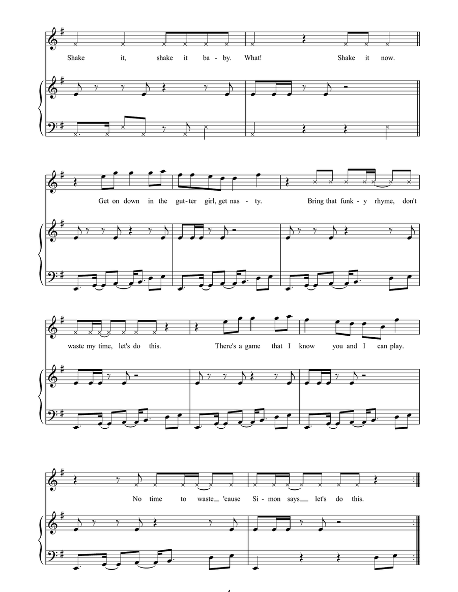 Shake Shake Piano, Vocal, Guitar scores gallery preview page 4
