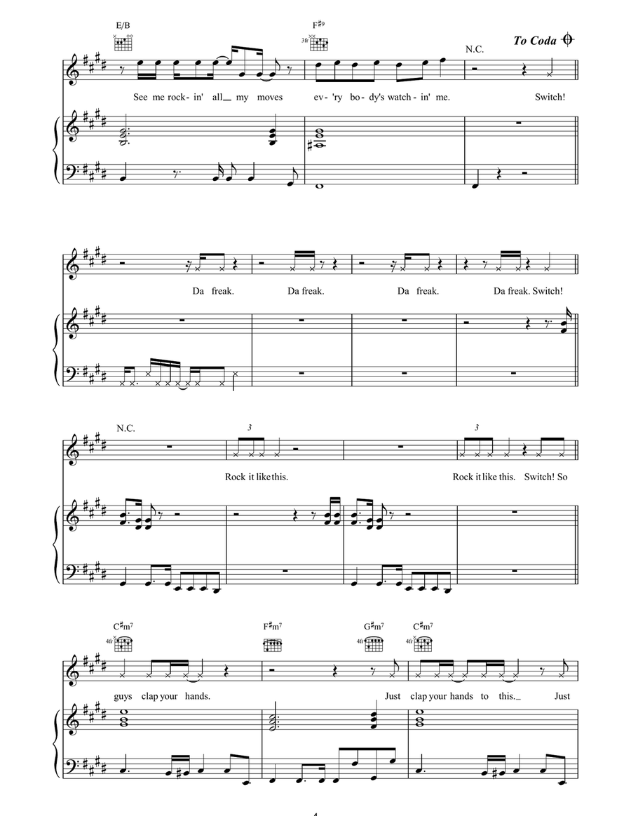 Switch Switch Piano, Vocal, Guitar scores gallery preview page 4
