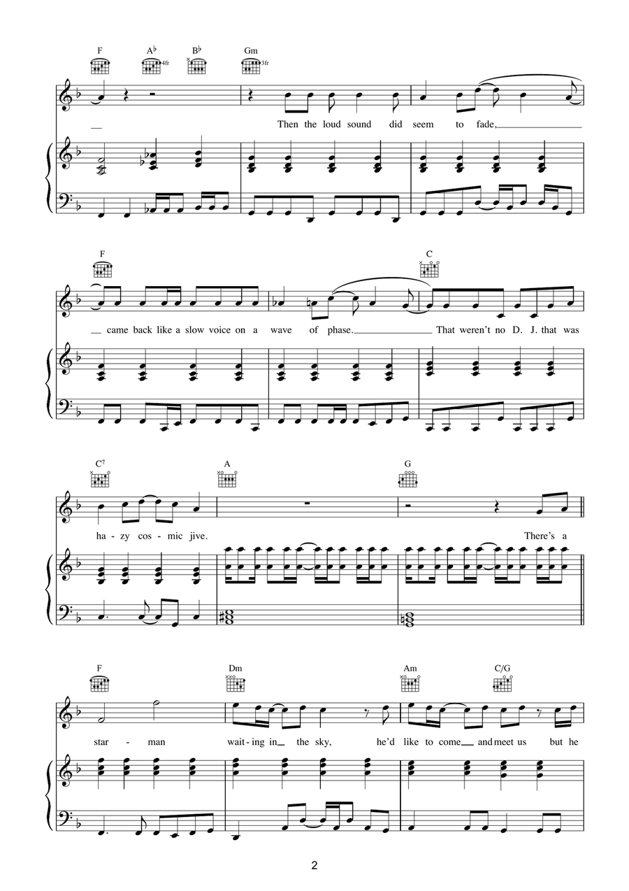 Starman Starman Piano, Vocal, Guitar scores gallery preview page 2