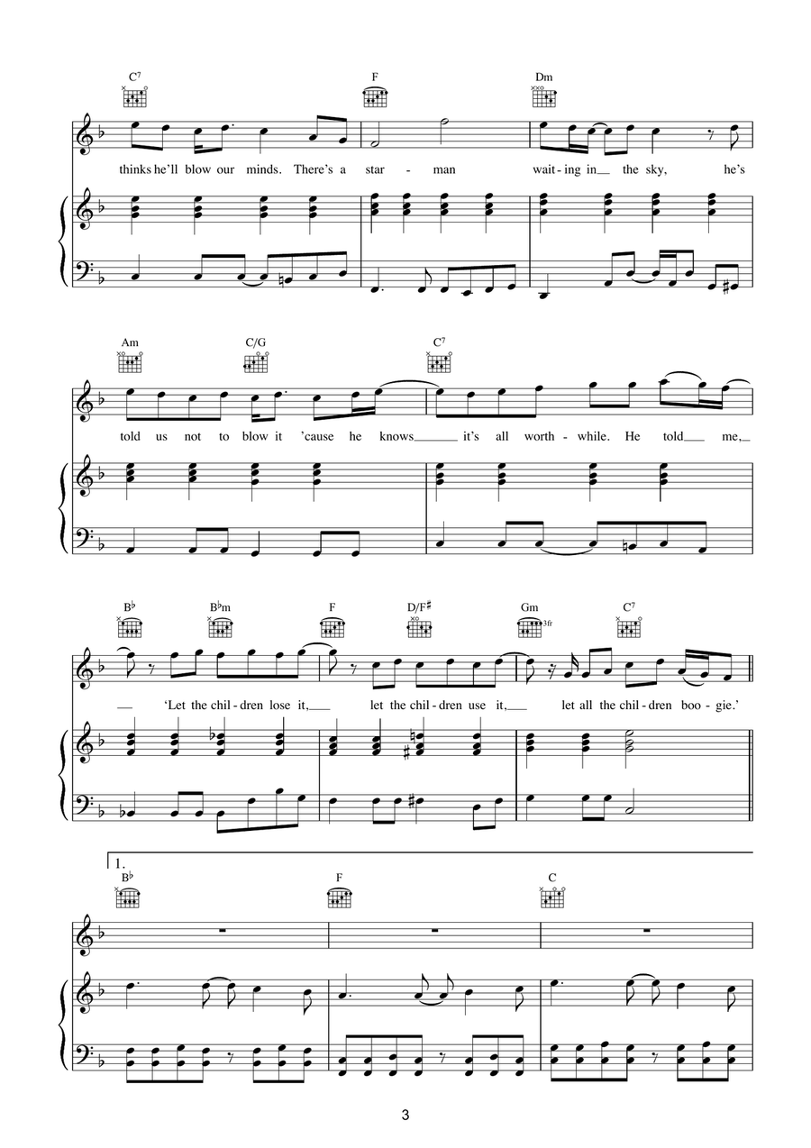 Starman Starman Piano, Vocal, Guitar scores gallery preview page 3