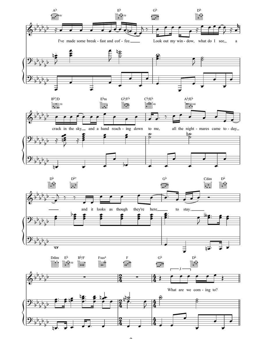 Oh! You Pretty Things Oh! You Pretty Things Piano, Vocal, Guitar scores gallery preview page 2