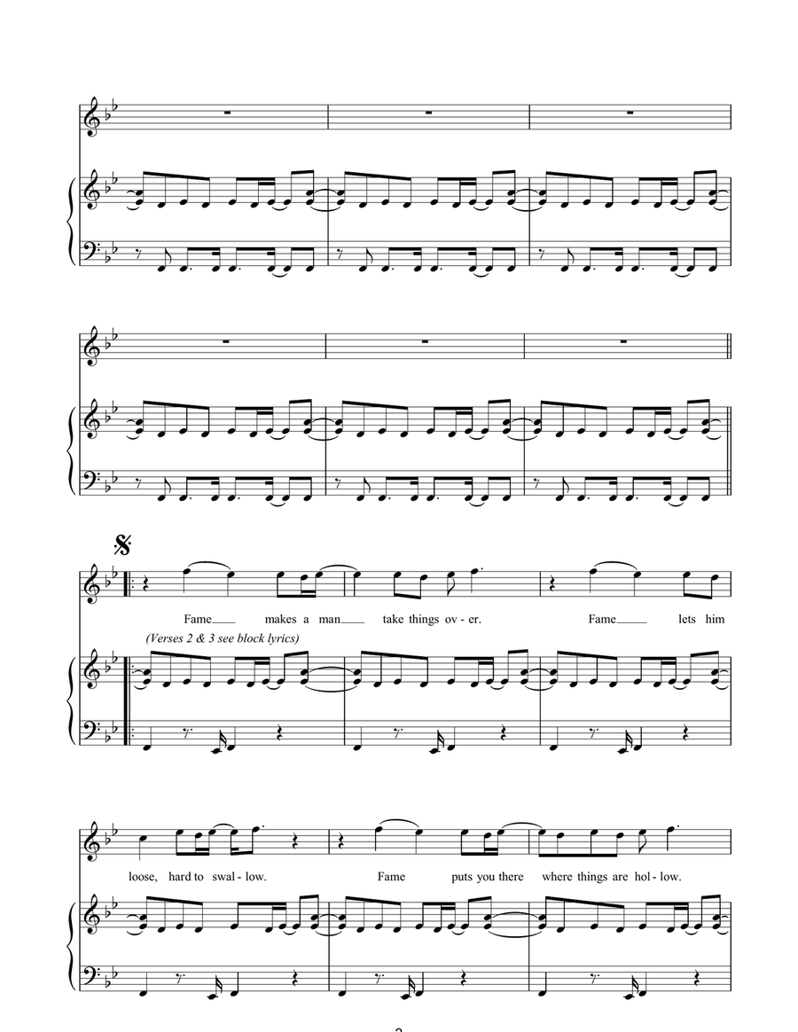 Fame Fame Piano, Vocal, Guitar scores gallery preview page 2