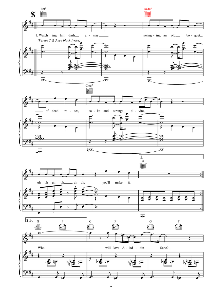 Aladdin Sane Aladdin Sane Piano, Vocal, Guitar scores gallery preview page 2