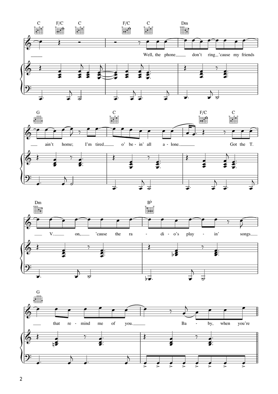 When You're Gone When You're Gone Piano, Vocal, Guitar scores gallery preview page 2