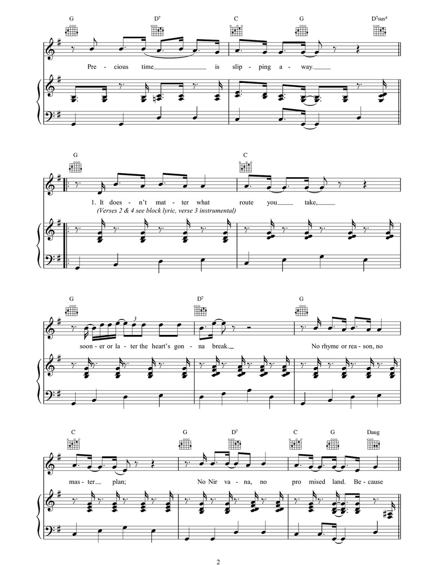 Precious Time Piano, Vocal, Guitar scores gallery preview page 2