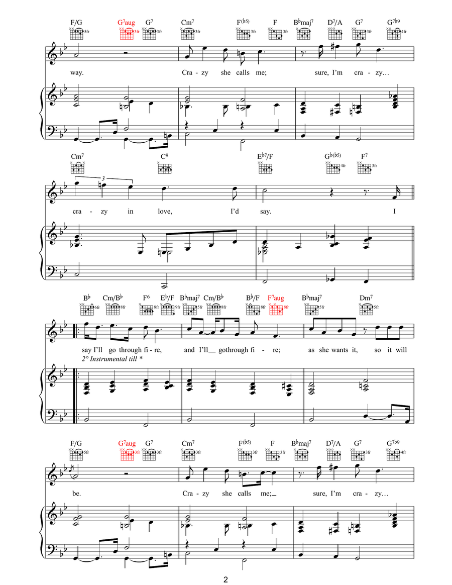 Crazy She Calls Me Crazy She Calls Me Piano, Vocal, Guitar scores gallery preview page 2