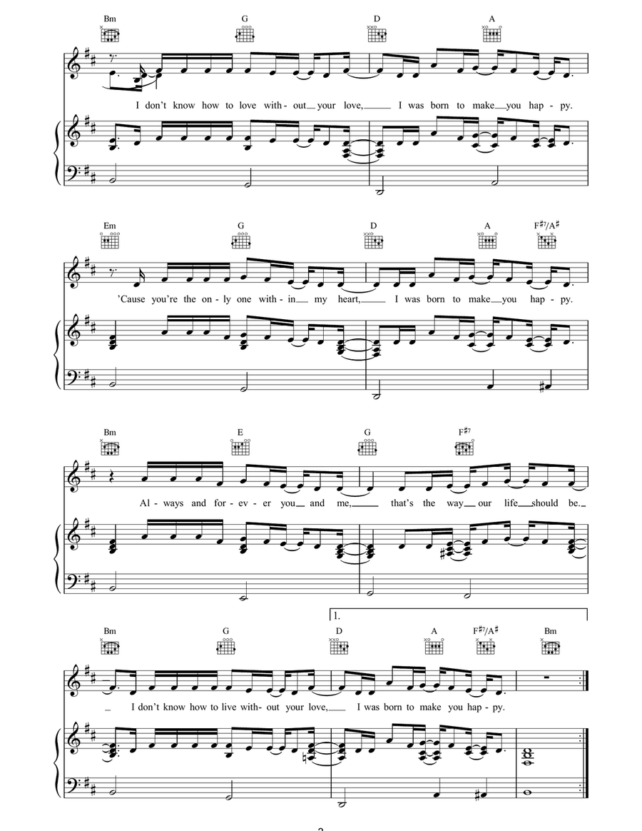 Born To Make You Happy Born To Make You Happy Piano, Vocal, Guitar scores gallery preview page 3