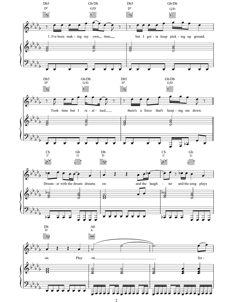 Dreamer Dreamer Piano, Vocal, Guitar scores gallery preview page 2
