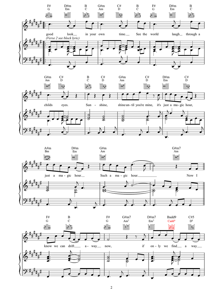 Magic Hour Magic Hour Piano, Vocal, Guitar scores gallery preview page 2