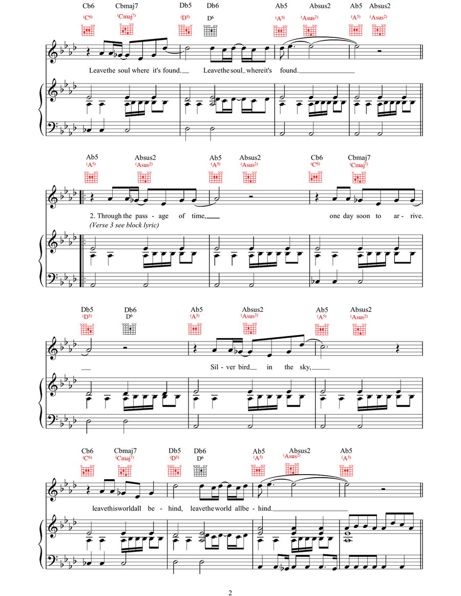 Alien Alien Piano, Vocal, Guitar scores gallery preview page 2