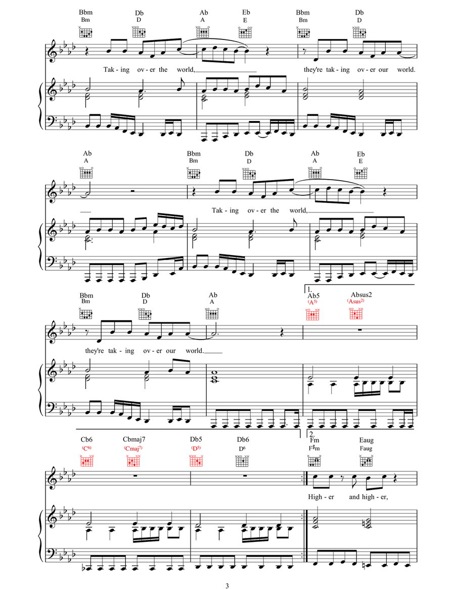Alien Alien Piano, Vocal, Guitar scores gallery preview page 3