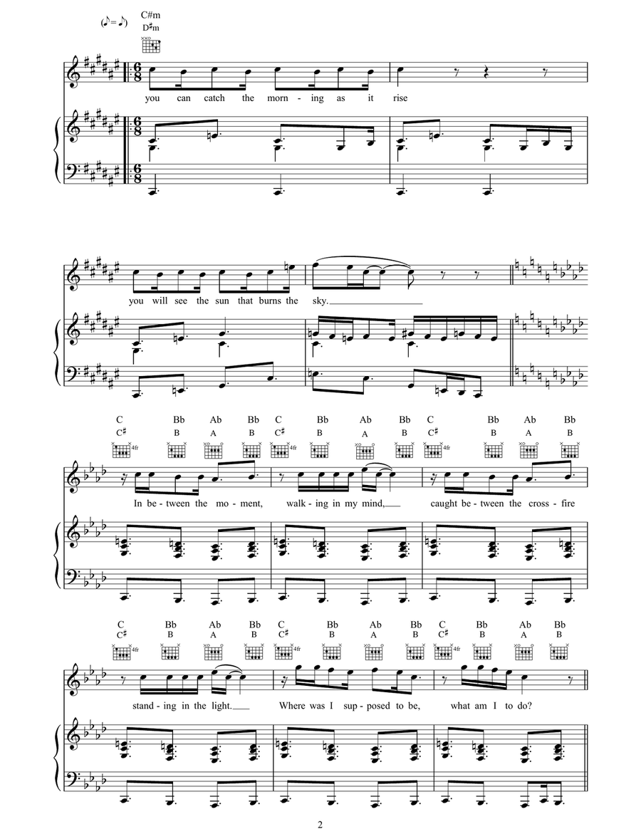Burn The Light Burn The Light Piano, Vocal, Guitar scores gallery preview page 2